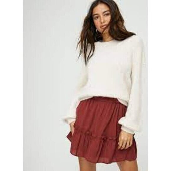 Aritzia Sunday Best Trixie A-Line Mini Skirt Womens Size Small Red - Picture 2 of 11